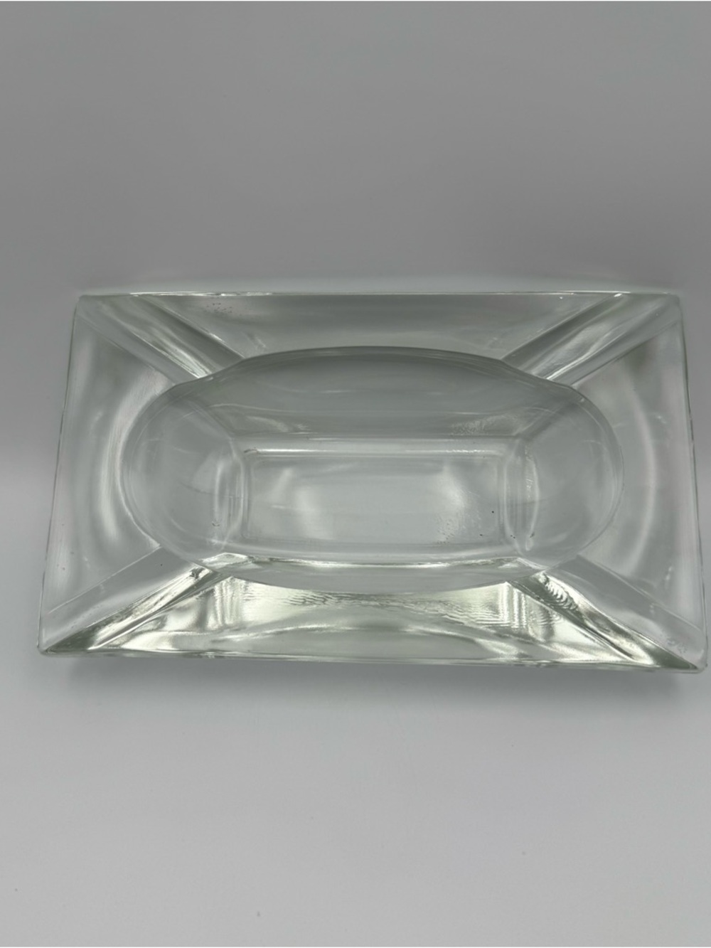 Ashtray Vintage 7" x 4.25" x 1.75" Clear Heavy Glass Rectangular 4 Slots